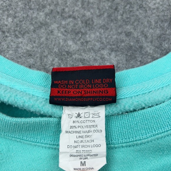 Diamond Supply Sweatshirt Womens Medium Teal‎ Blue Crewneck Pullover Y2K Skate - Picture 11 of 12